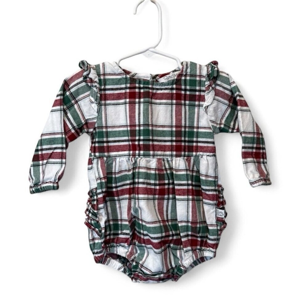 Ruffle Butts Long Sleeve Holiday Christmas Bubble Romper | Size 12-18 Months